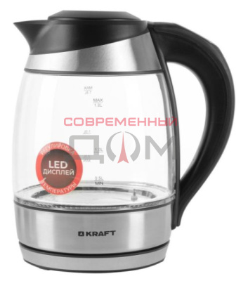 Чайник KRAFT KF-KG1804DBL черн./нерж./стекло